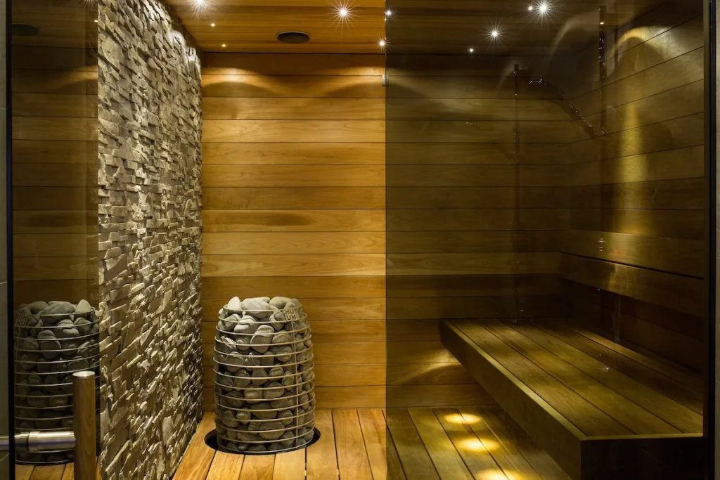 Some stones in a sauna