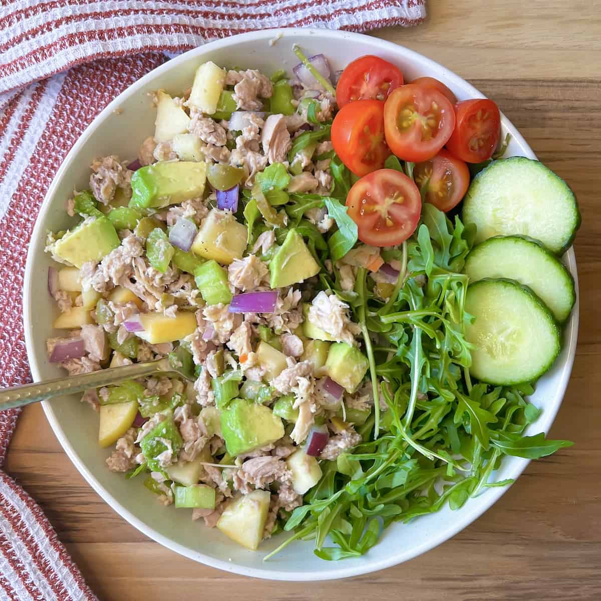 Dairy free tuna salad served on a bed of lettuce