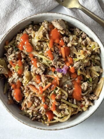 EGG Roll in a bowl overhead.