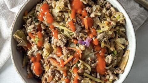 EGG Roll in a bowl overhead.