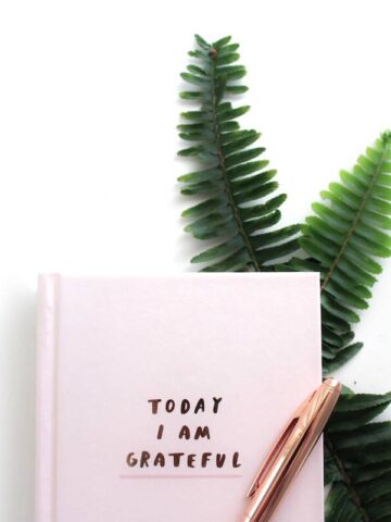 A pink gratitude journal