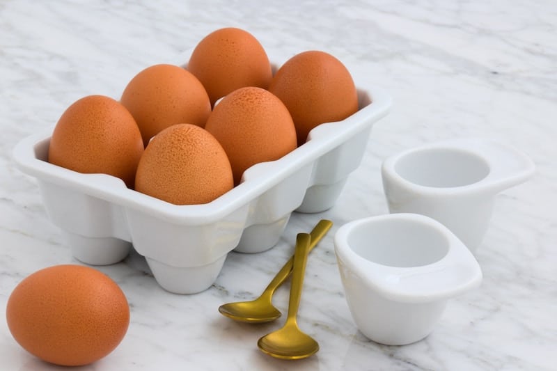 Eggs in a white carton