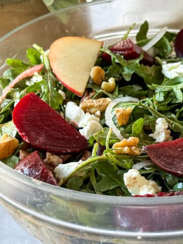 beet and arugula salad with goat cheese.