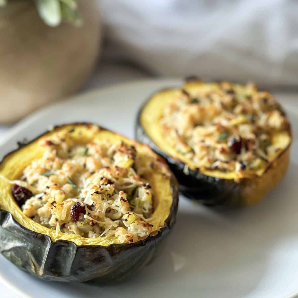 Stuffed acorn squash with ground turkey.