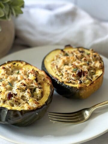 Stuffed acorn squash with ground turkey.