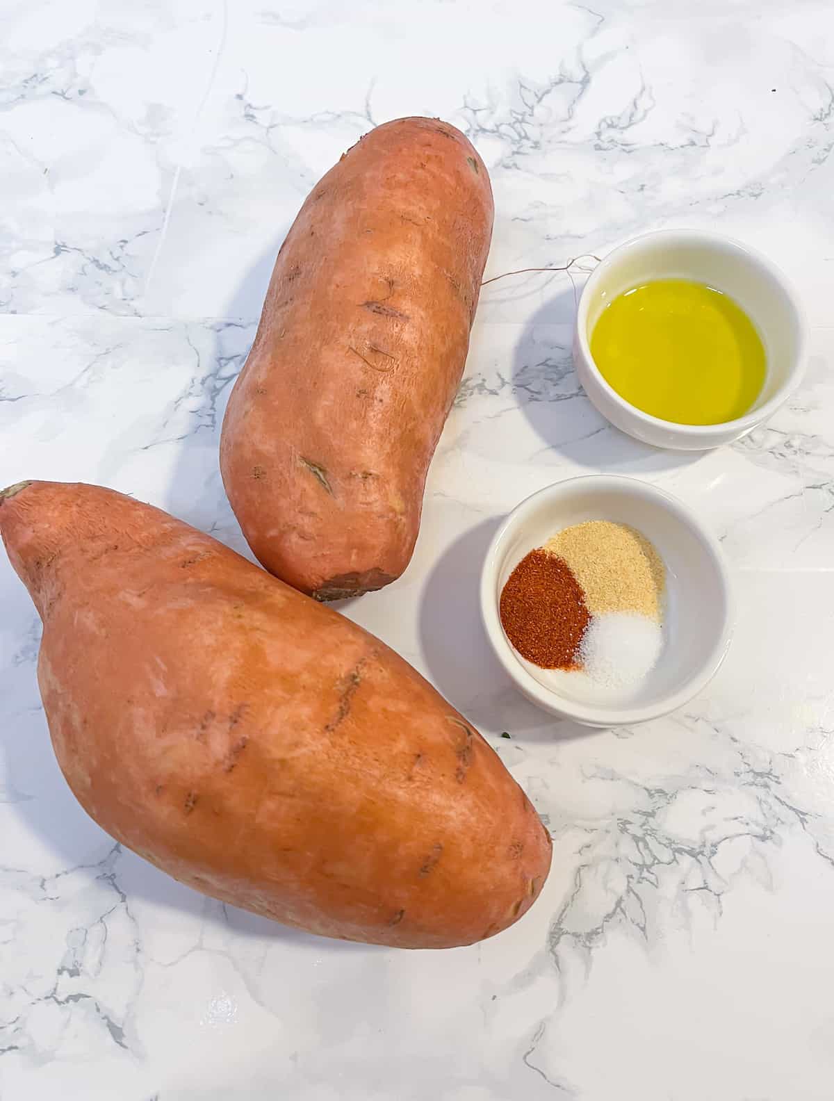 Ingredients for air fryer sweet potato cubes