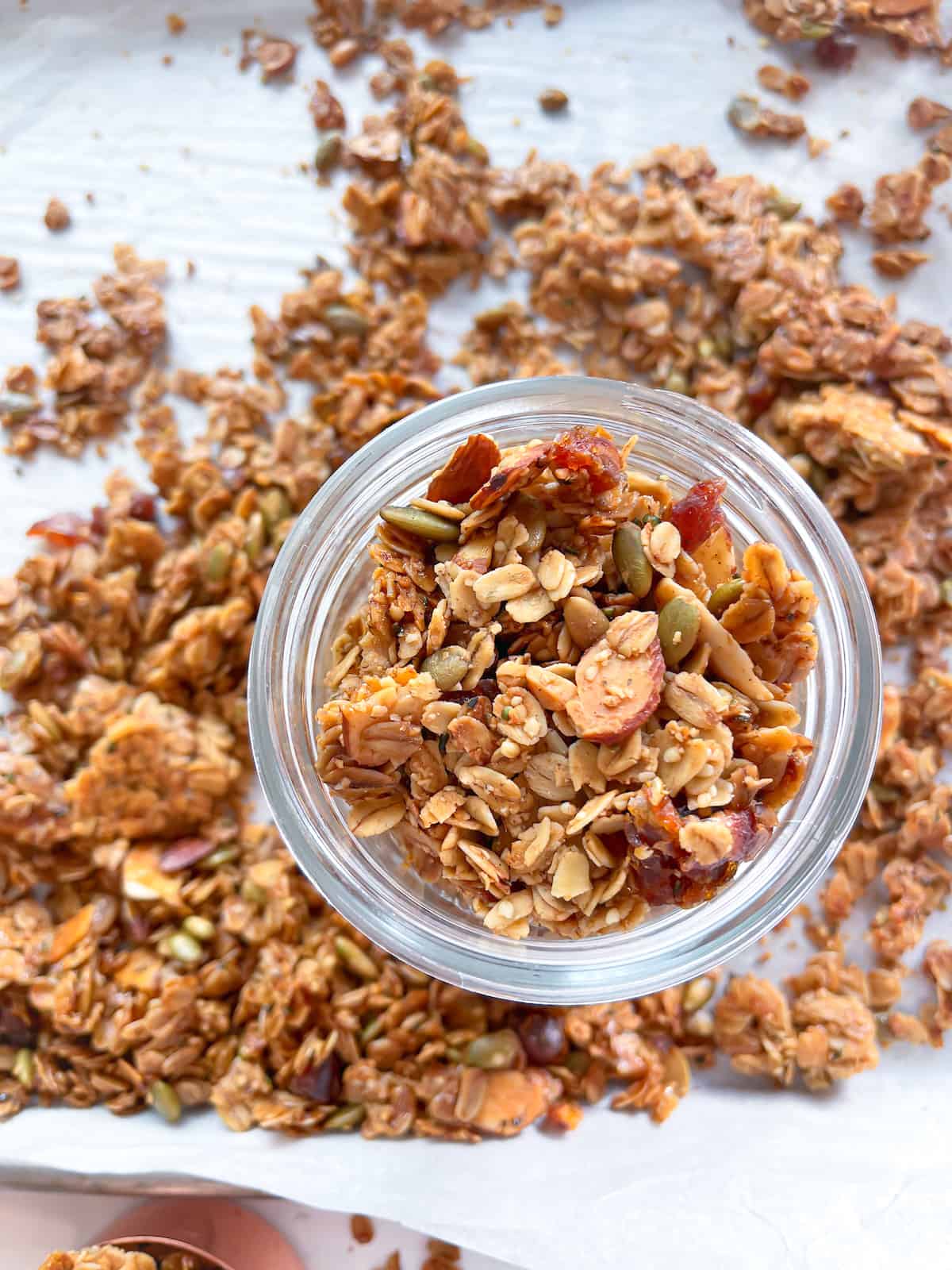 healthy hemp granola with more in the background