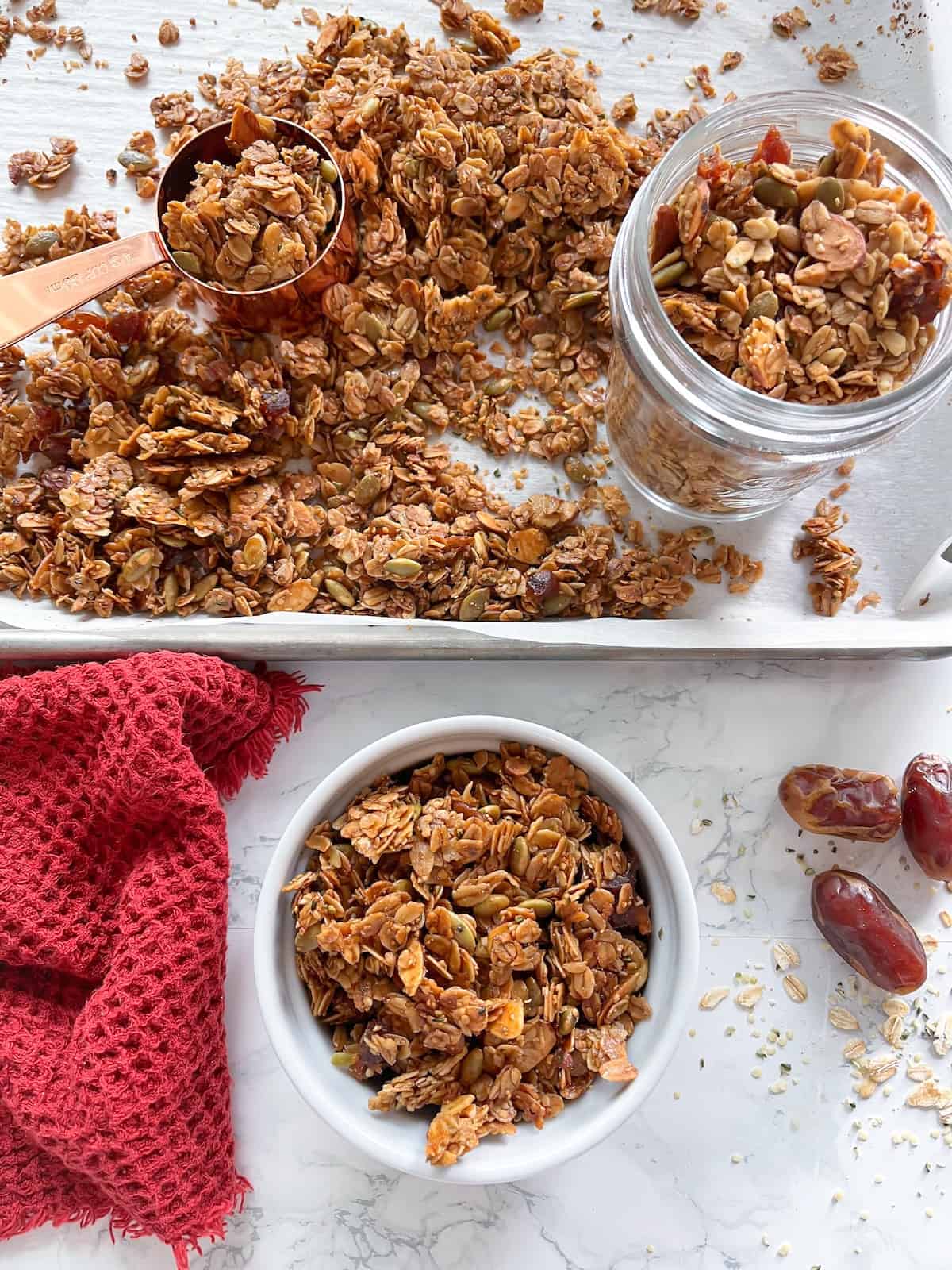 step 4, stir in dates to homemade granola