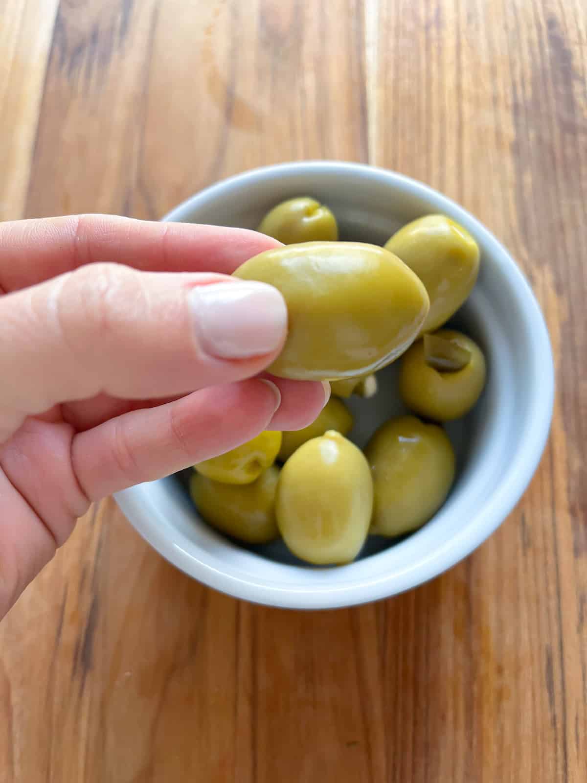 Stuffed olives for Mediterranean Charcuterie board
