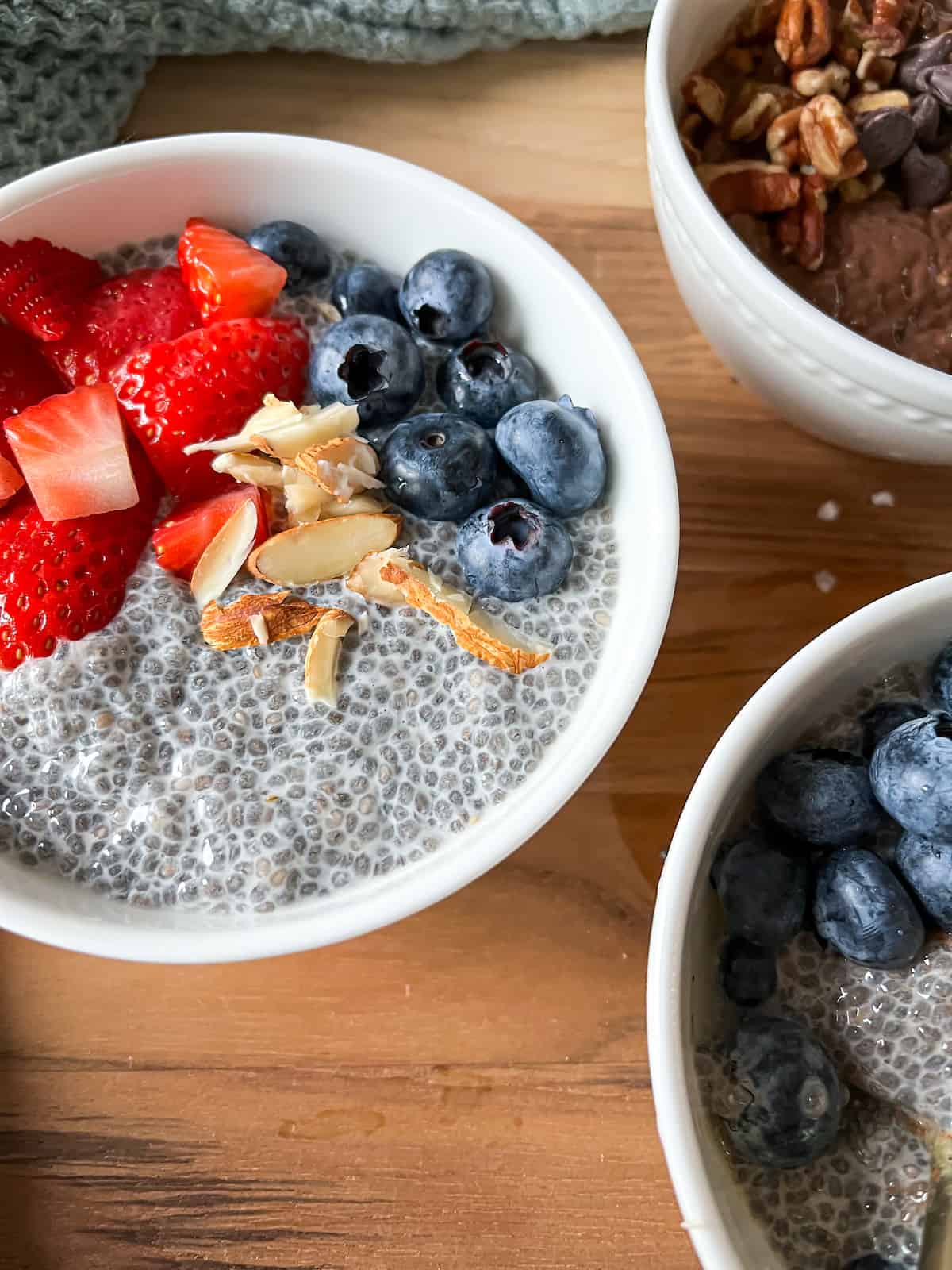 chia seed pudding with berries on top