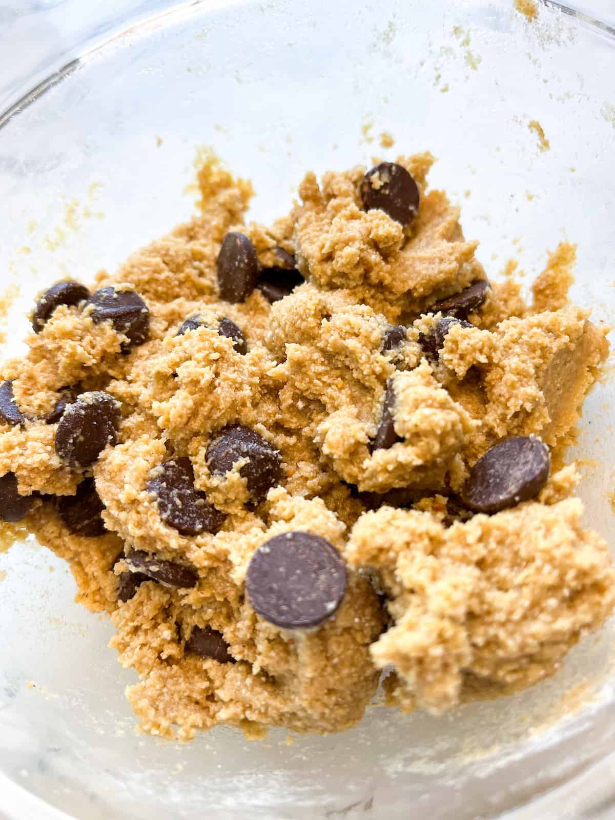 Protein cookie dough in a bowl