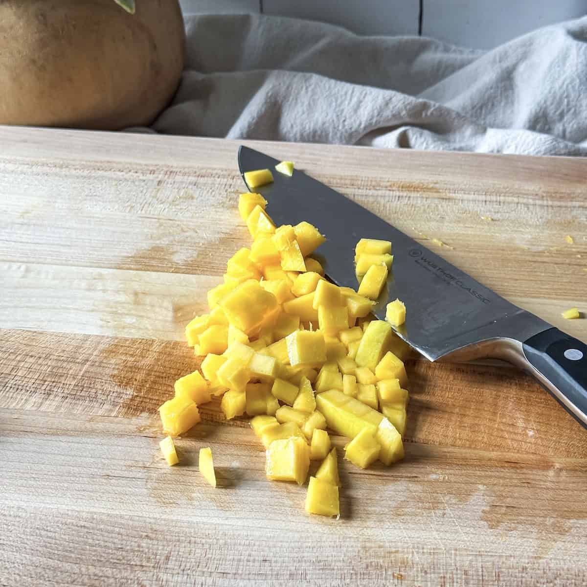 diced mango.