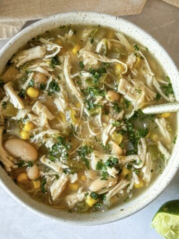 White chicken chili overhead