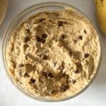 Overhead view of chickpea banana bread dough.