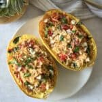 Baked Feta Spaghetti Squash overhead view.