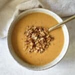 roasted cauliflower white bean soup in a bowl.