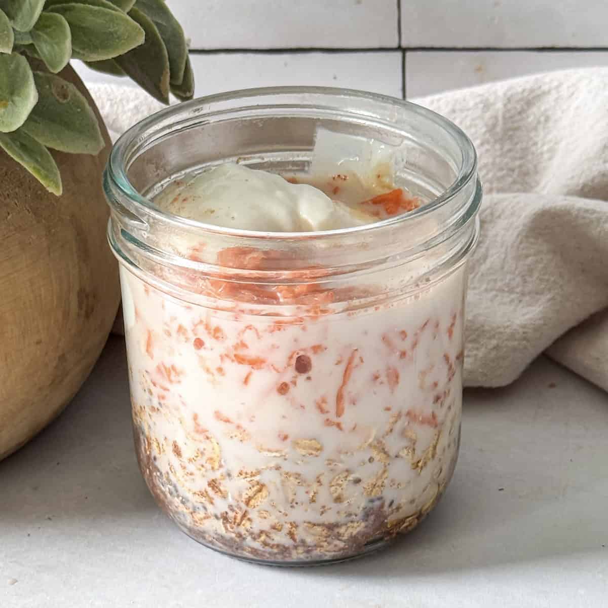 wet ingredients in carrot cake overnight oats.