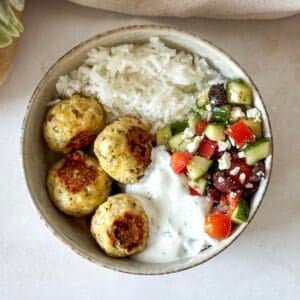 greek meatball bowls.