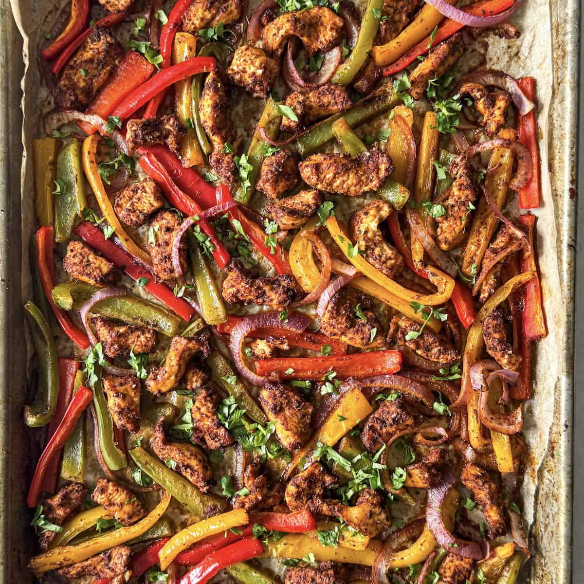 chicken and vegetable fajitas.