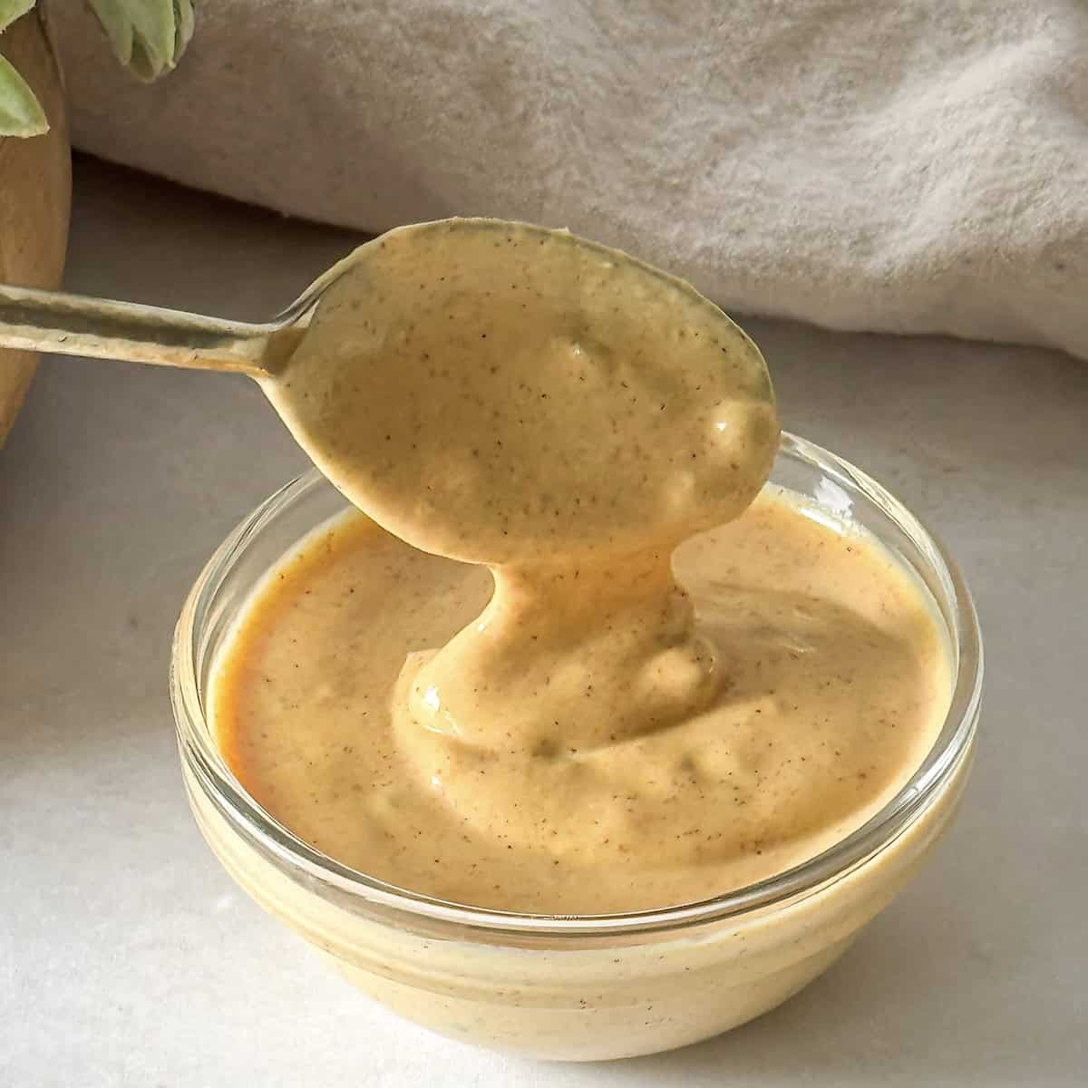 spoon with big mac special sauce on it.