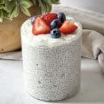 chia pudding with greek yogurt and berries on top