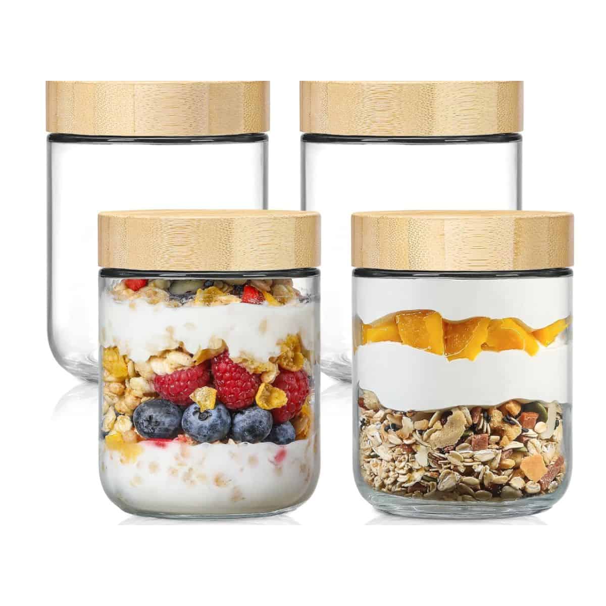 food storage jars with lids.