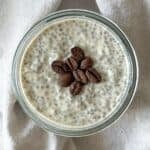 overhead view of coffee chia pudding 2.