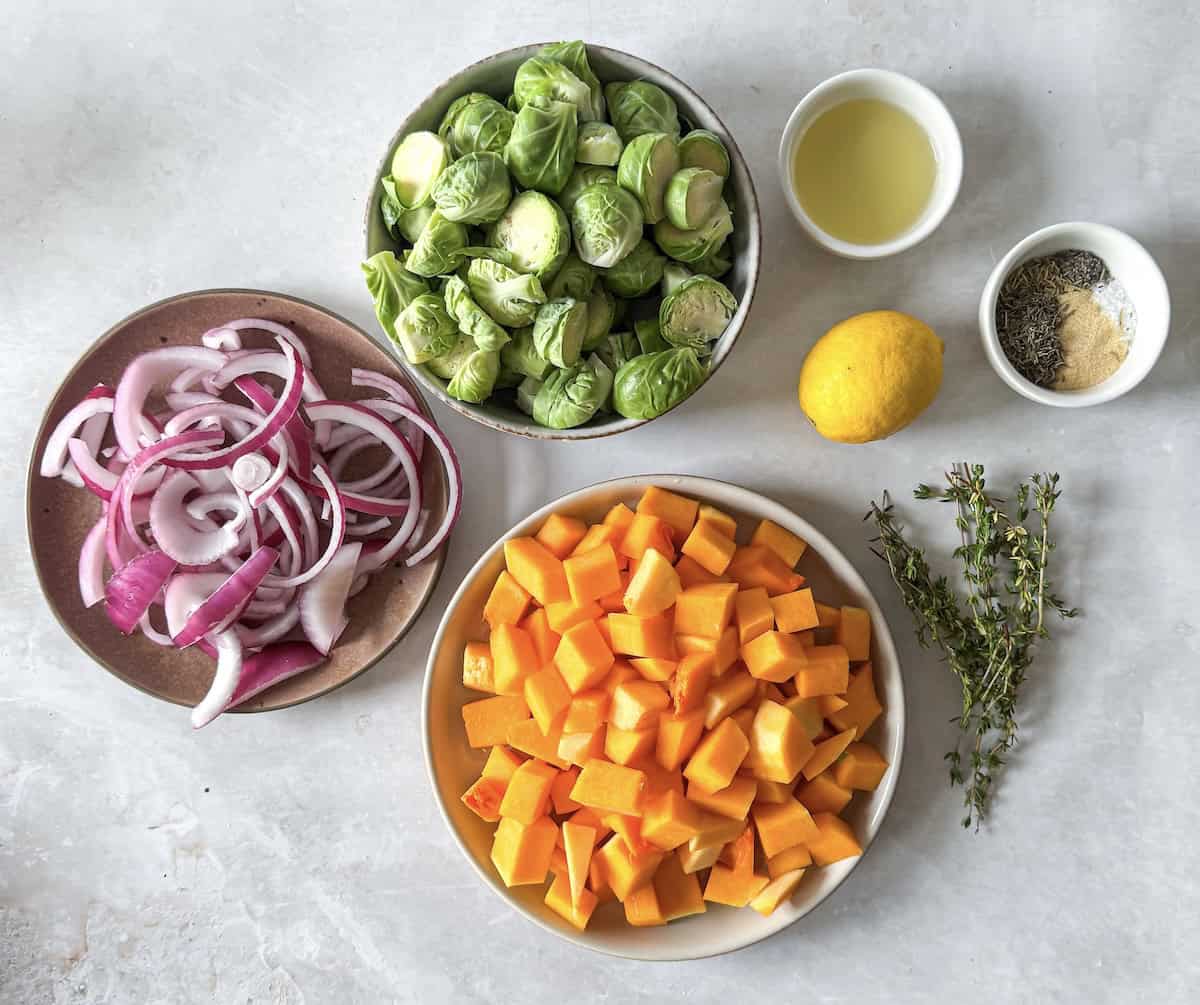 ingredients for fall roasted vegetables.