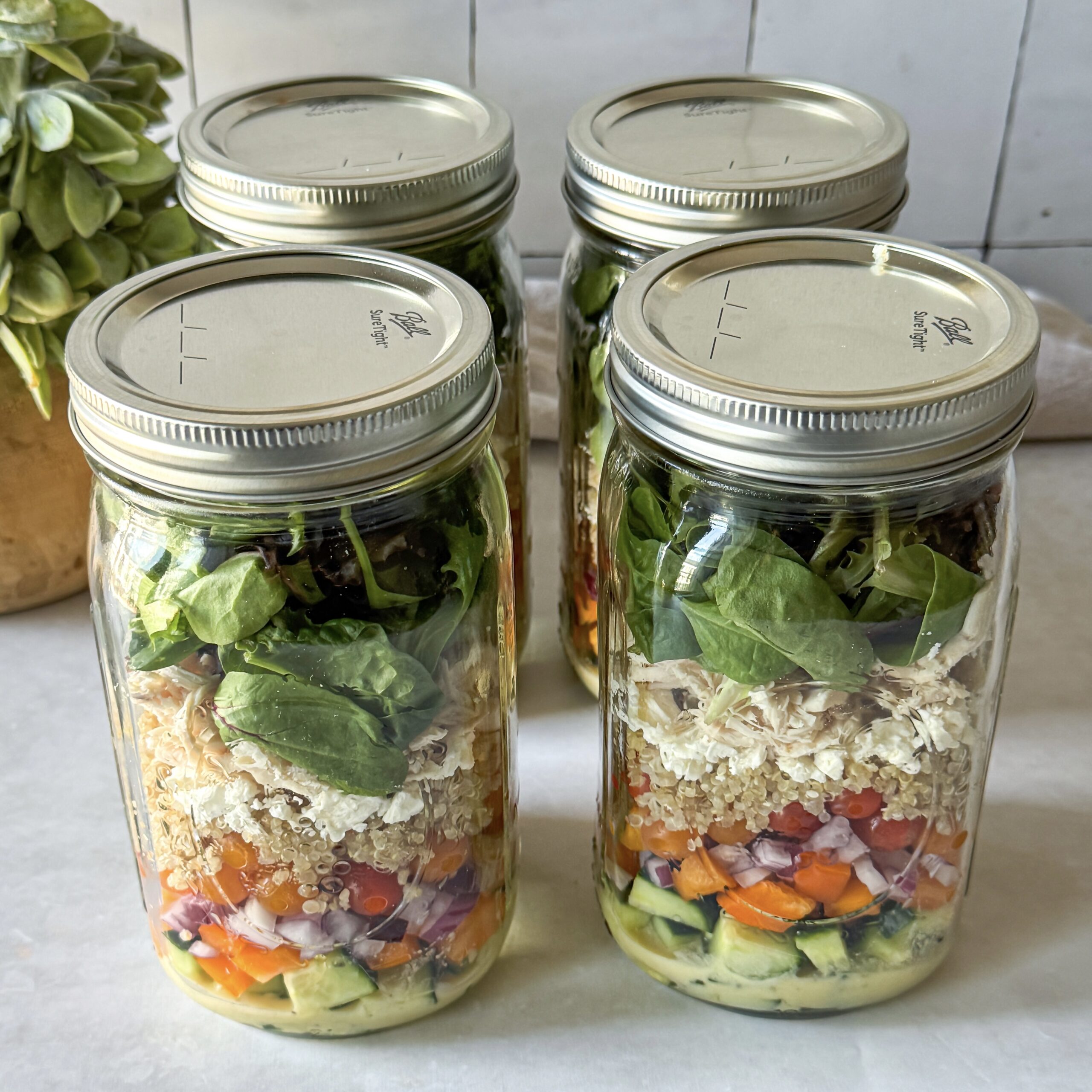 mason jar mediterranean salads.