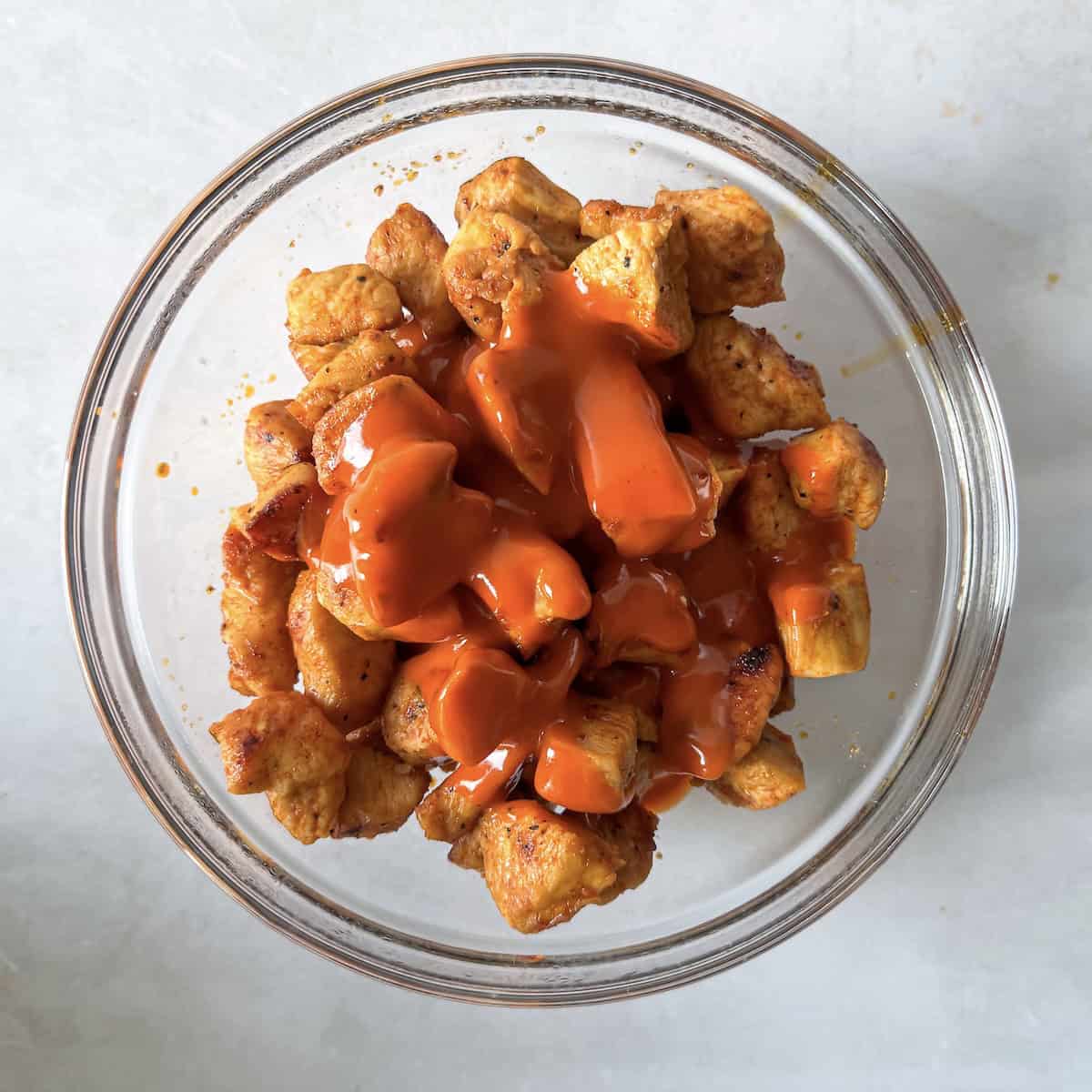 chicken tossed in buffalo sauce.
