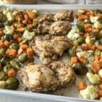 chicken thigh sheet pan dinner.
