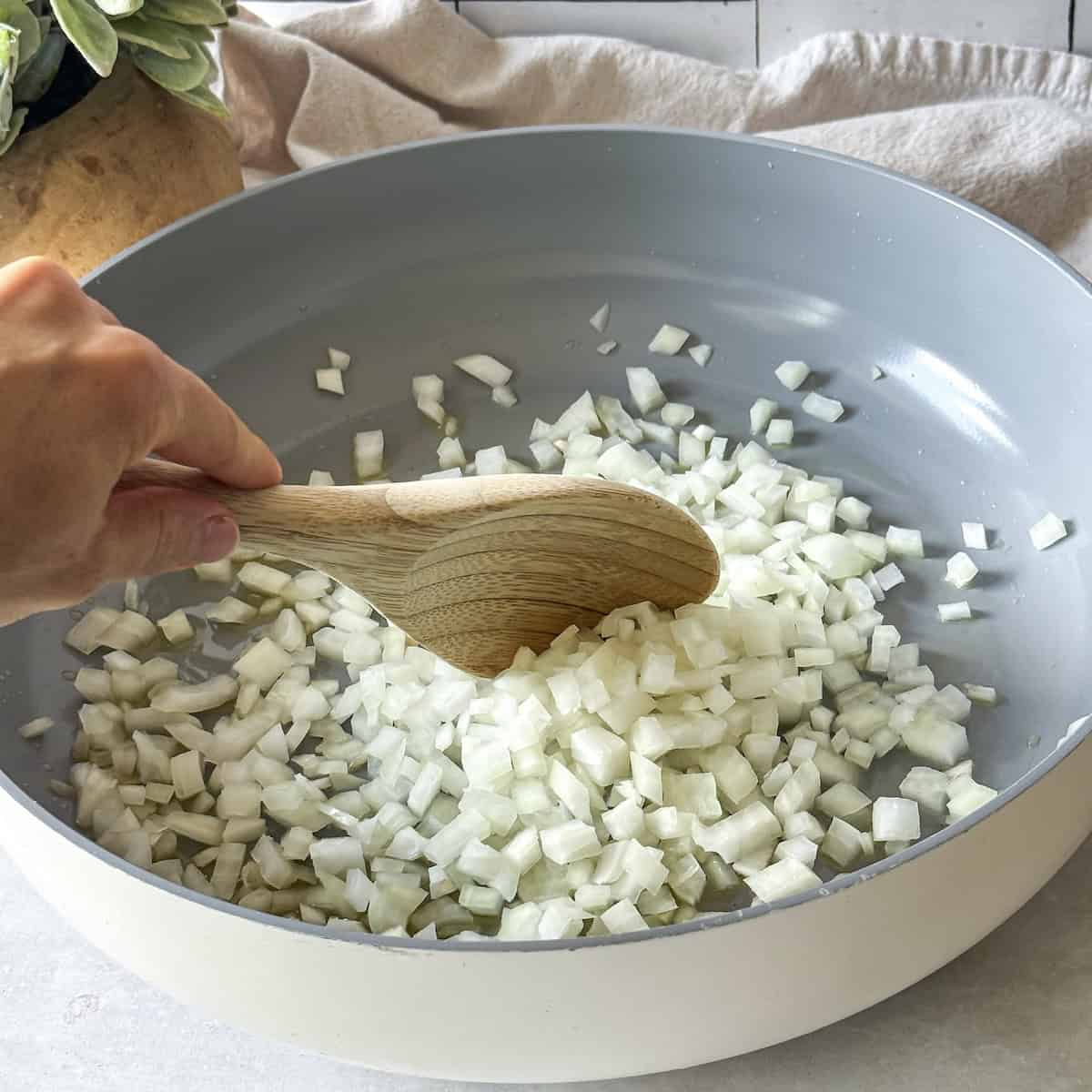 onions in a skillet.