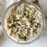 overhead view of healthy tuna salad.