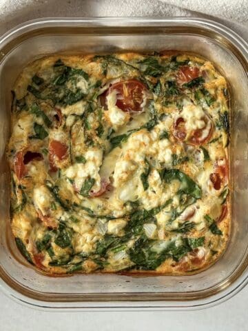 overhead view of high protein egg bake.