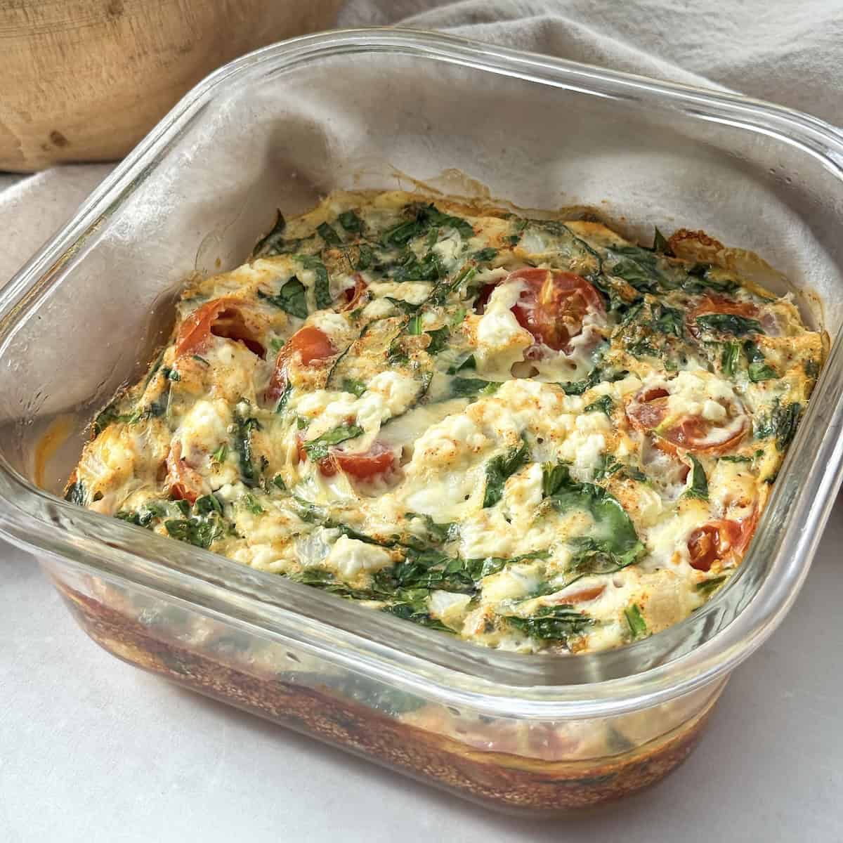 side view of high protein egg bake.