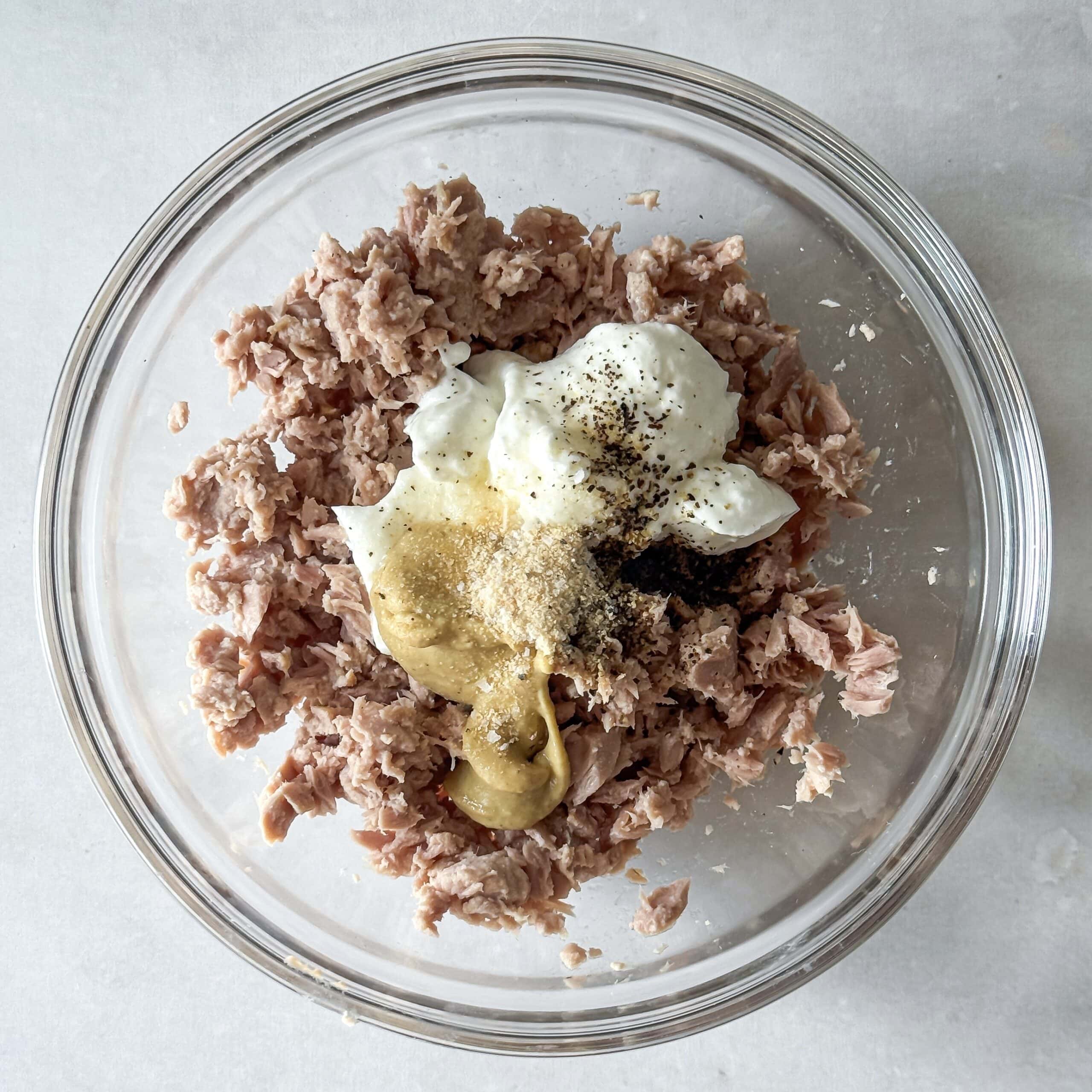 tuna with greek yogurt & mustard added to it.
