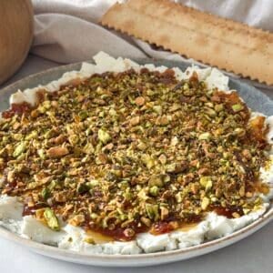 side view of goat cheese dip.