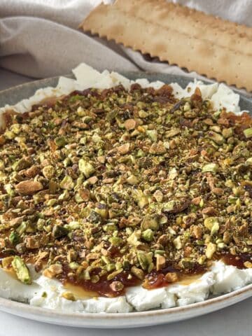 side view of goat cheese dip.