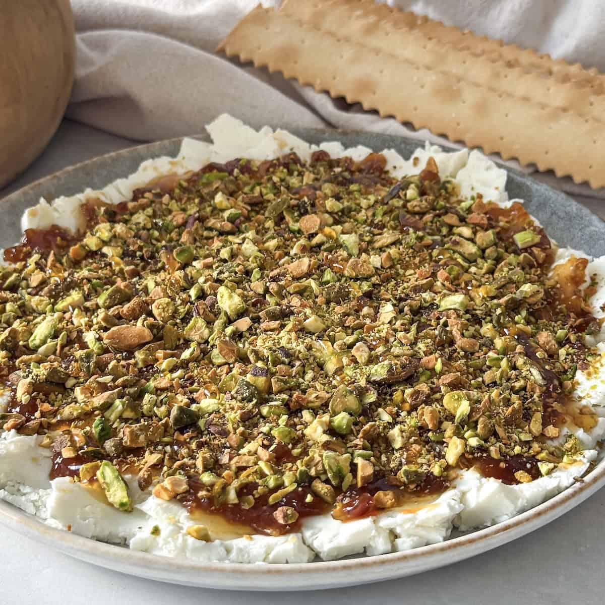 side view of goat cheese dip.