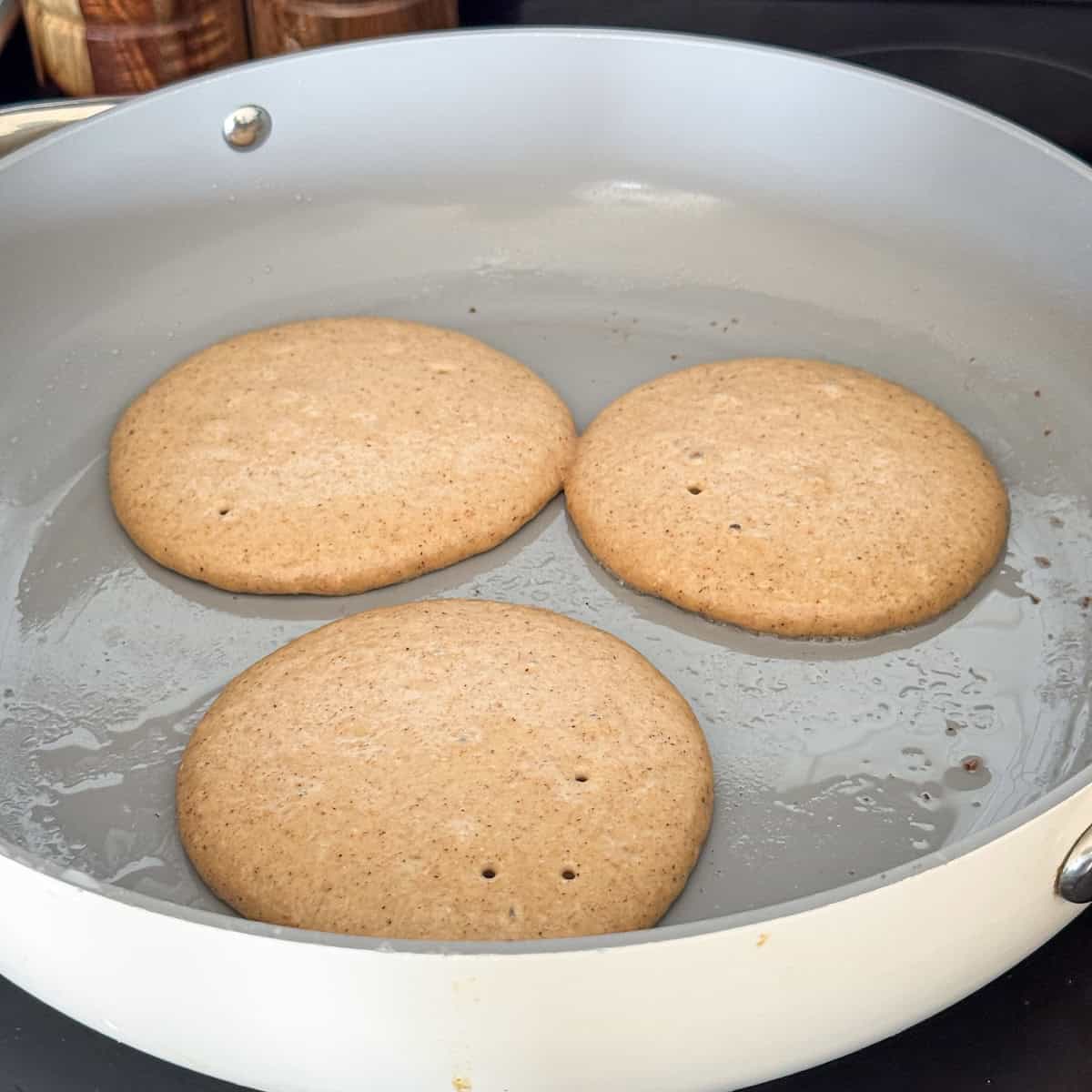 gingerbread pancakes in a skillet.