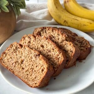 side view of healthy banana bread.