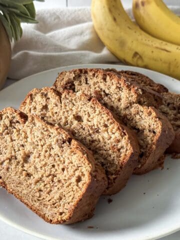 side view of healthy banana bread.