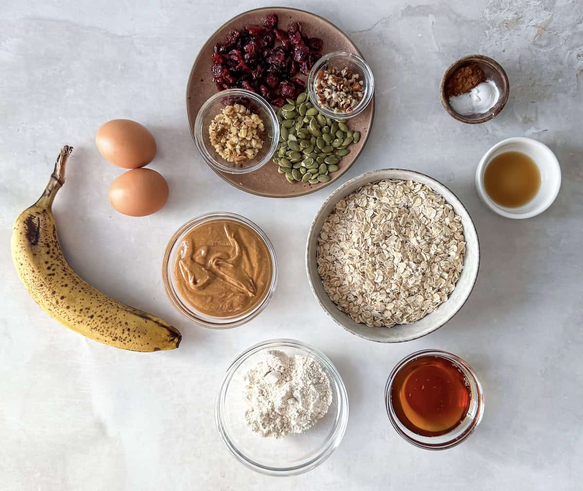 ingredients for breakfast cookies on a table.