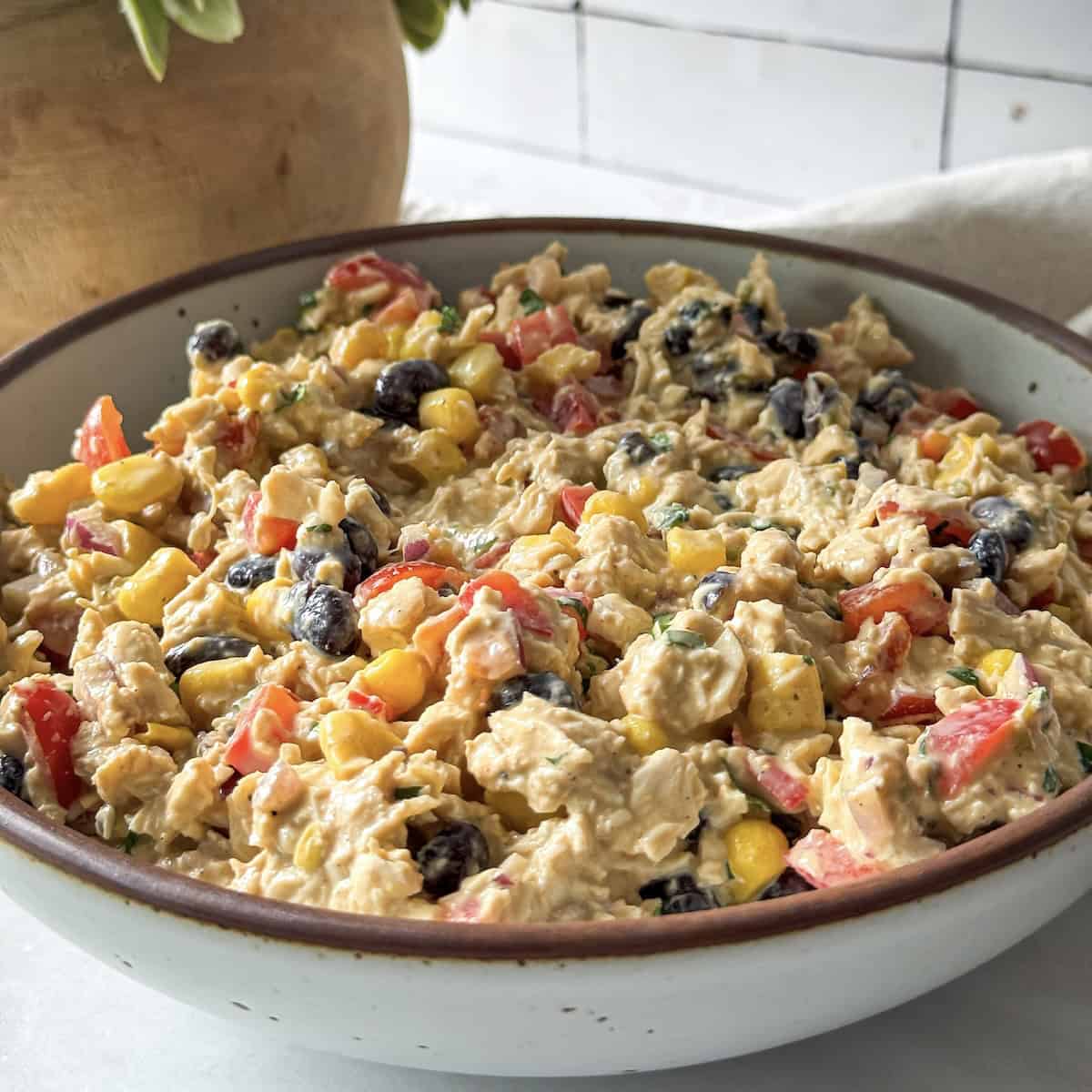 side view of southwest chicken salad.