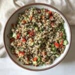 overhead view of copycat costco quinoa salad.