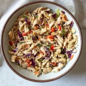 thai chicken salad overhead view.