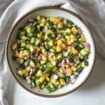 Mango cucumber salad overhead veiw.