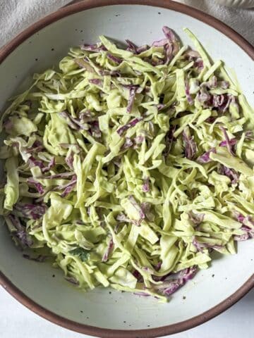 avocado coleslaw final, overhead view.