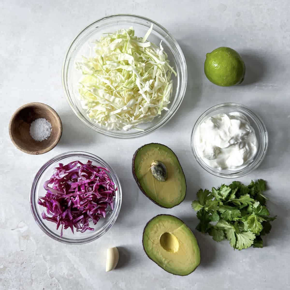 avocado coleslaw ingredients.