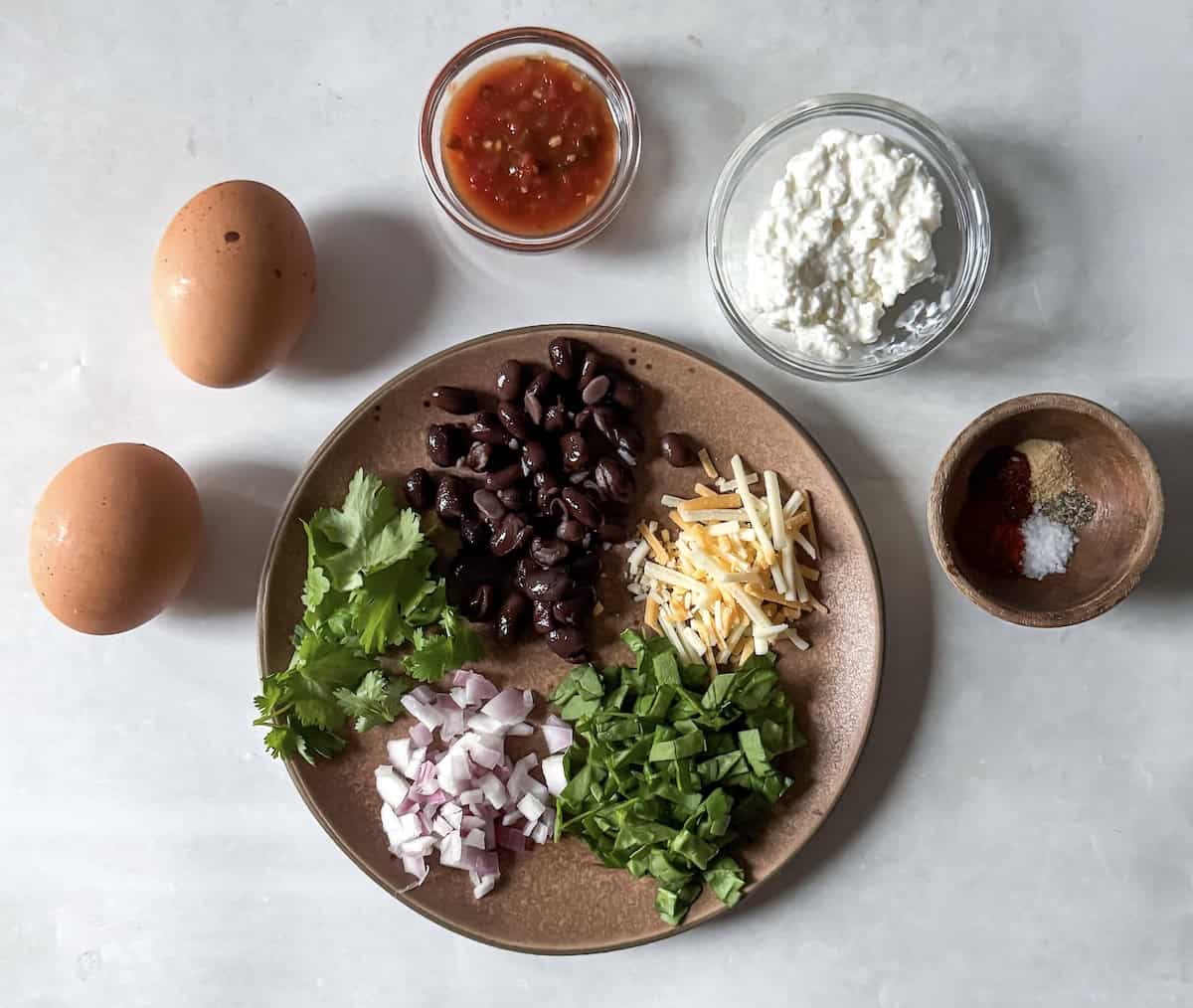 ingredients for southwest egg bake on a table.